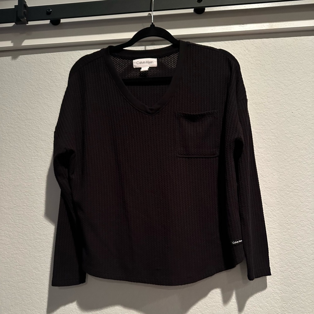 Cropped Waffle V-Neck